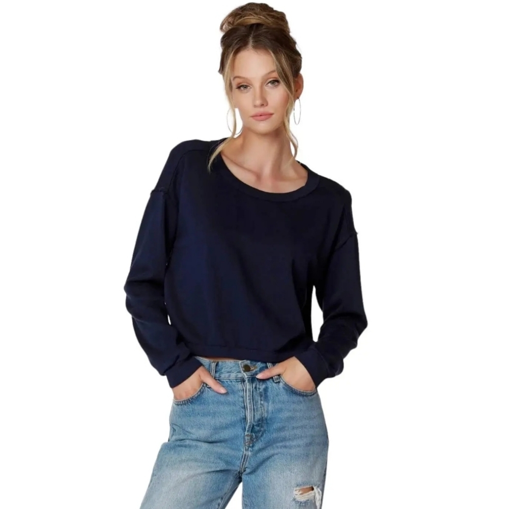 NWT Bobi Los Angeles Open Tie-Back Sweatshirt Size Small In Black